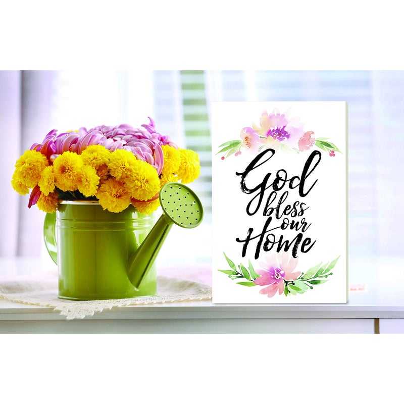 DEXSA God Bless Our Home Wood Plaque with Inspiring Quotes 6"x9" - Elegant Frame Wall & Tabletop Decoration | Easel & Hanging Hook | Christian Family Religious Home Decor Saying | Made in the USA - Image 2
